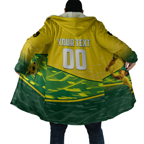 Personalized Socceroos Mascot Cloak Australian Football Player Dynamic Green Yellow Sports Art