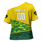 Personalized Socceroos Mascot Cross Shoulder Shirt Australian Football Player Dynamic Green Yellow Sports Art