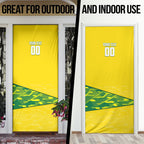 Personalized Socceroos Mascot Door Cover Australian Football Player Dynamic Green Yellow Sports Art