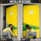Personalized Socceroos Mascot Door Cover Australian Football Player Dynamic Green Yellow Sports Art