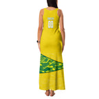 Personalized Socceroos Mascot Family Matching Tank Maxi Dress and Hawaiian Shirt Australian Football Player Dynamic Green Yellow Sports Art