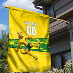 Personalized Socceroos Mascot Garden Flag Australian Football Player Dynamic Green Yellow Sports Art