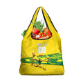 Personalized Socceroos Mascot Grocery Bag Australian Football Player Dynamic Green Yellow Sports Art