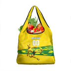 Personalized Socceroos Mascot Grocery Bag Australian Football Player Dynamic Green Yellow Sports Art