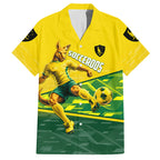 Personalized Socceroos Mascot Hawaiian Shirt Australian Football Player Dynamic Green Yellow Sports Art