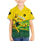 Personalized Socceroos Mascot Hawaiian Shirt Australian Football Player Dynamic Green Yellow Sports Art