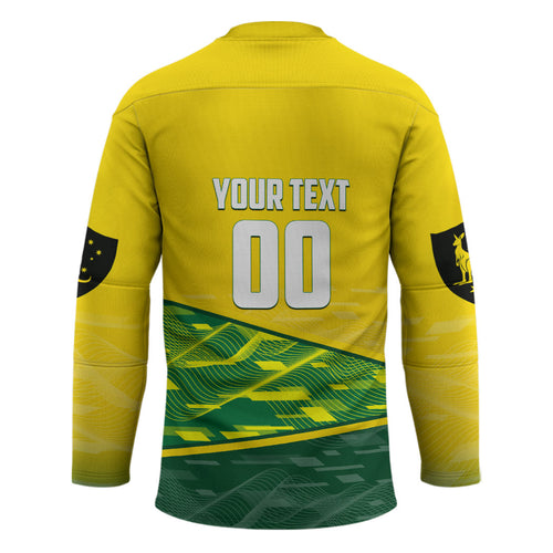 Personalized Socceroos Mascot Hockey Jersey Australian Football Player Dynamic Green Yellow Sports Art