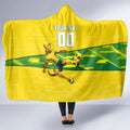 Personalized Socceroos Mascot Hooded Blanket Australian Football Player Dynamic Green Yellow Sports Art