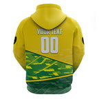 Personalized Socceroos Mascot Hoodie Australian Football Player Dynamic Green Yellow Sports Art