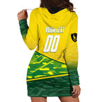 Personalized Socceroos Mascot Hoodie Dress Australian Football Player Dynamic Green Yellow Sports Art