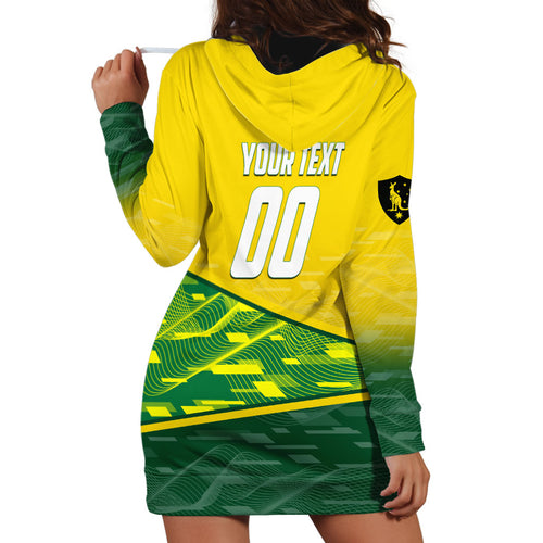 Personalized Socceroos Mascot Hoodie Dress Australian Football Player Dynamic Green Yellow Sports Art