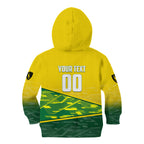 Personalized Socceroos Mascot Kid Hoodie Australian Football Player Dynamic Green Yellow Sports Art
