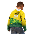 Personalized Socceroos Mascot Kid Hoodie Australian Football Player Dynamic Green Yellow Sports Art