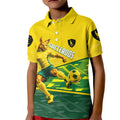 Personalized Socceroos Mascot Kid Polo Shirt Australian Football Player Dynamic Green Yellow Sports Art