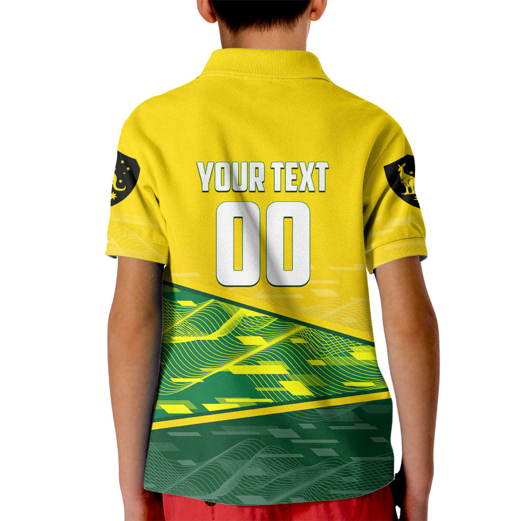 Personalized Socceroos Mascot Kid Polo Shirt Australian Football Player Dynamic Green Yellow Sports Art