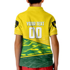 Personalized Socceroos Mascot Kid Polo Shirt Australian Football Player Dynamic Green Yellow Sports Art