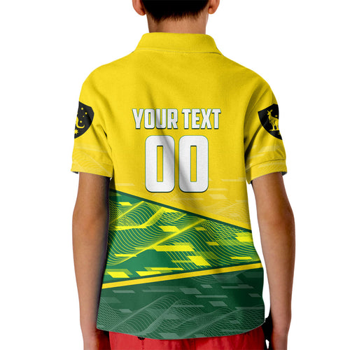 Personalized Socceroos Mascot Kid Polo Shirt Australian Football Player Dynamic Green Yellow Sports Art