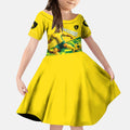 Personalized Socceroos Mascot Kid Short Sleeve Dress Australian Football Player Dynamic Green Yellow Sports Art