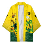 Personalized Socceroos Mascot Kimono Australian Football Player Dynamic Green Yellow Sports Art