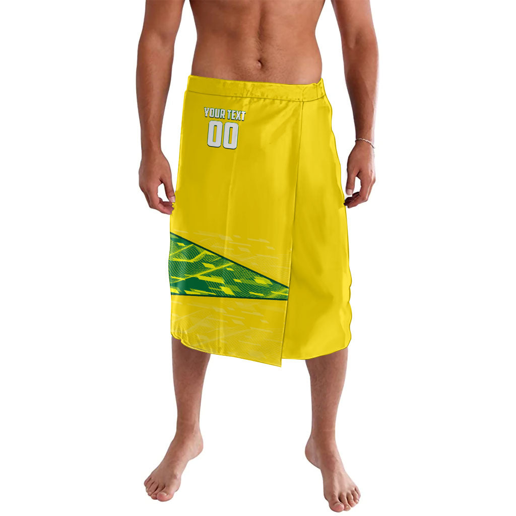 Personalized Socceroos Mascot Lavalava Australian Football Player Dynamic Green Yellow Sports Art