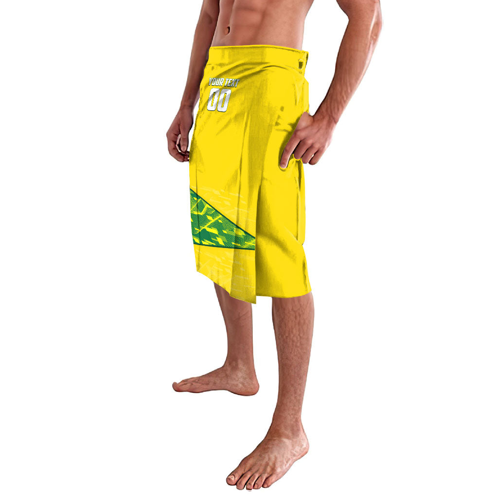 Personalized Socceroos Mascot Lavalava Australian Football Player Dynamic Green Yellow Sports Art