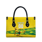 Personalized Socceroos Mascot Leather Bag Australian Football Player Dynamic Green Yellow Sports Art