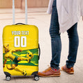 Personalized Socceroos Mascot Luggage Cover Australian Football Player Dynamic Green Yellow Sports Art