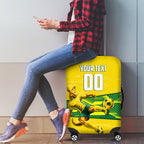 Personalized Socceroos Mascot Luggage Cover Australian Football Player Dynamic Green Yellow Sports Art