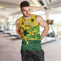 Personalized Socceroos Mascot Men Tank Top Australian Football Player Dynamic Green Yellow Sports Art