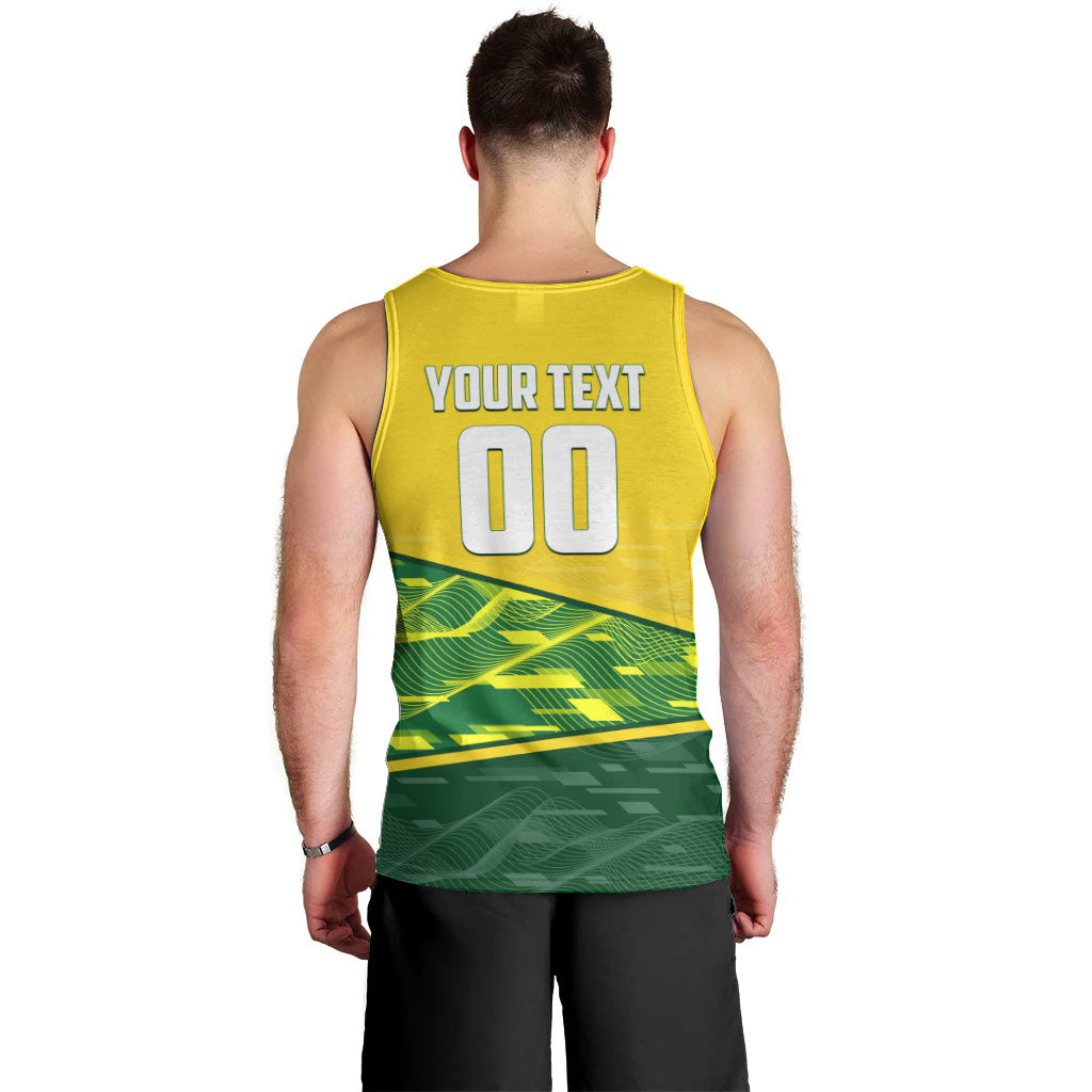 Personalized Socceroos Mascot Men Tank Top Australian Football Player Dynamic Green Yellow Sports Art