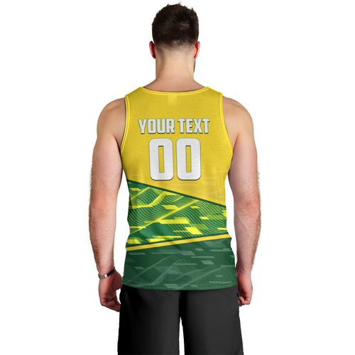 Personalized Socceroos Mascot Men Tank Top Australian Football Player Dynamic Green Yellow Sports Art