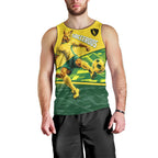 Personalized Socceroos Mascot Men Tank Top Australian Football Player Dynamic Green Yellow Sports Art