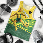 Personalized Socceroos Mascot Men Tank Top Australian Football Player Dynamic Green Yellow Sports Art