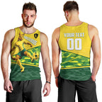 Personalized Socceroos Mascot Men Tank Top Australian Football Player Dynamic Green Yellow Sports Art