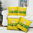 Personalized Socceroos Mascot Pillow Cover Australian Football Player Dynamic Green Yellow Sports Art