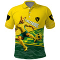 Personalized Socceroos Mascot Polo Shirt Australian Football Player Dynamic Green Yellow Sports Art