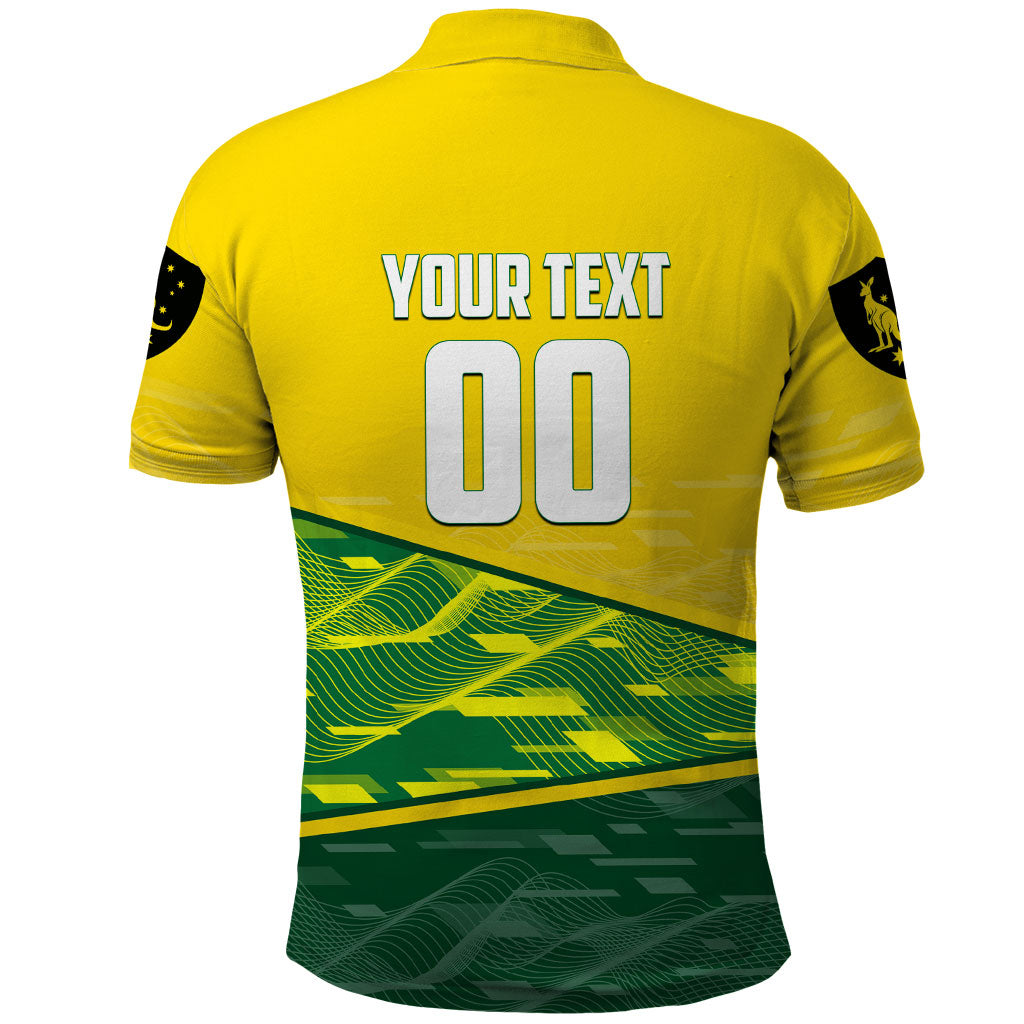Personalized Socceroos Mascot Polo Shirt Australian Football Player Dynamic Green Yellow Sports Art
