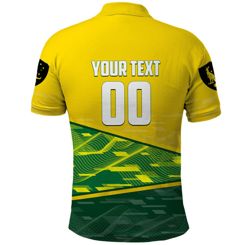 Personalized Socceroos Mascot Polo Shirt Australian Football Player Dynamic Green Yellow Sports Art
