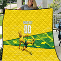 Personalized Socceroos Mascot Quilt Australian Football Player Dynamic Green Yellow Sports Art