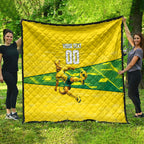Personalized Socceroos Mascot Quilt Australian Football Player Dynamic Green Yellow Sports Art