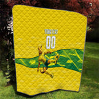 Personalized Socceroos Mascot Quilt Australian Football Player Dynamic Green Yellow Sports Art