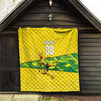 Personalized Socceroos Mascot Quilt Australian Football Player Dynamic Green Yellow Sports Art