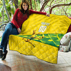Personalized Socceroos Mascot Quilt Australian Football Player Dynamic Green Yellow Sports Art