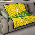 Personalized Socceroos Mascot Quilt Australian Football Player Dynamic Green Yellow Sports Art
