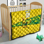 Personalized Socceroos Mascot Quilt Australian Football Player Dynamic Green Yellow Sports Art
