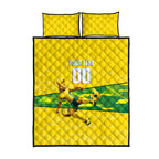 Personalized Socceroos Mascot Quilt Bed Set Australian Football Player Dynamic Green Yellow Sports Art