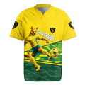 Personalized Socceroos Mascot Rugby Jersey Australian Football Player Dynamic Green Yellow Sports Art