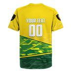Personalized Socceroos Mascot Rugby Jersey Australian Football Player Dynamic Green Yellow Sports Art