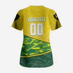 Personalized Socceroos Mascot Scrub Top Australian Football Player Dynamic Green Yellow Sports Art