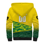 Personalized Socceroos Mascot Sherpa Hoodie Australian Football Player Dynamic Green Yellow Sports Art